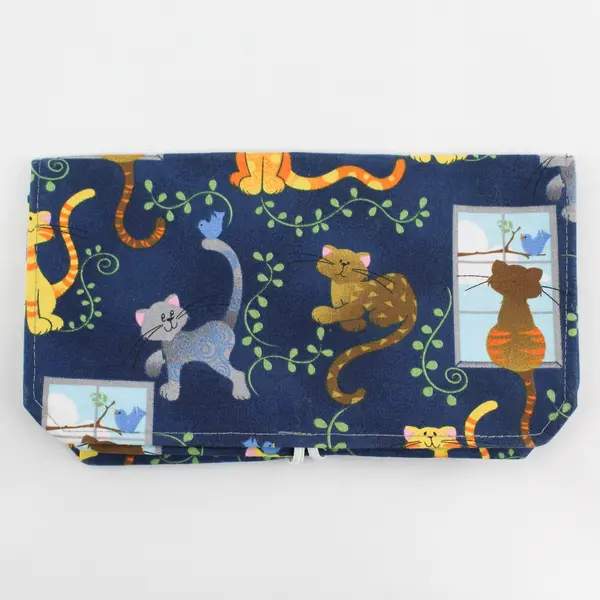 Fabric Coupon Organizer Caddy Cats Kitty Print Button Closure Compact