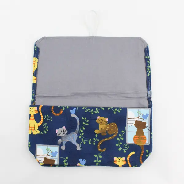 Fabric Coupon Organizer Caddy Cats Kitty Print Button Closure Compact