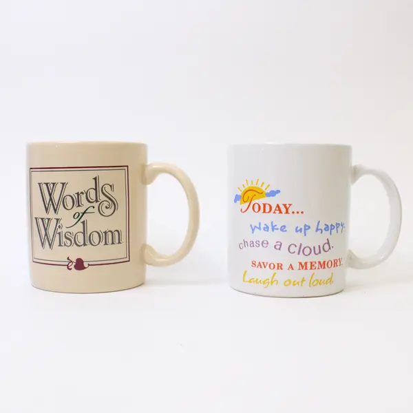 Lot of 2 Hallmark Ceramic Coffee Mugs Words of Wisdom & Today
