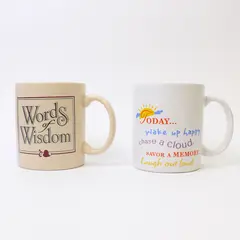 Lot of 2 Hallmark Ceramic Coffee Mugs Words of Wisdom & Today
