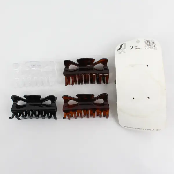 Lot of 6 Long Thick Hair Grips Claw Clips - 2 New on Stylin Card