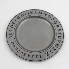 Vintage Carson Pewter Childs Dinner Plate Alphabet & Numbers Design 7.5"