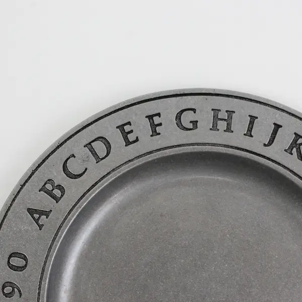 Vintage Carson Pewter Childs Dinner Plate Alphabet & Numbers Design 7.5"