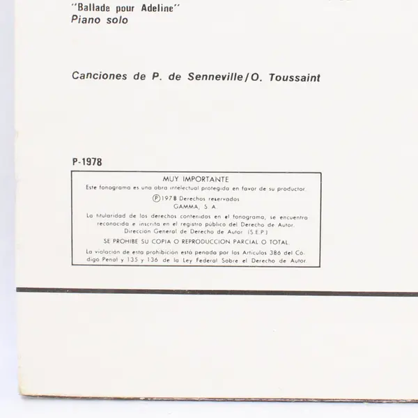 Richard Clayderman Balada Para Adelina 12" Vinyl Single