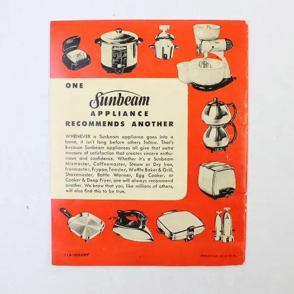Vintage Sunbeam Mixmaster Junior Recipe Book and Instructions 1952 Booklet