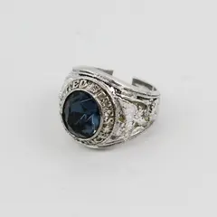  Silver Men's Sapphire Air Force Band Ring Size 8.75 Flawed