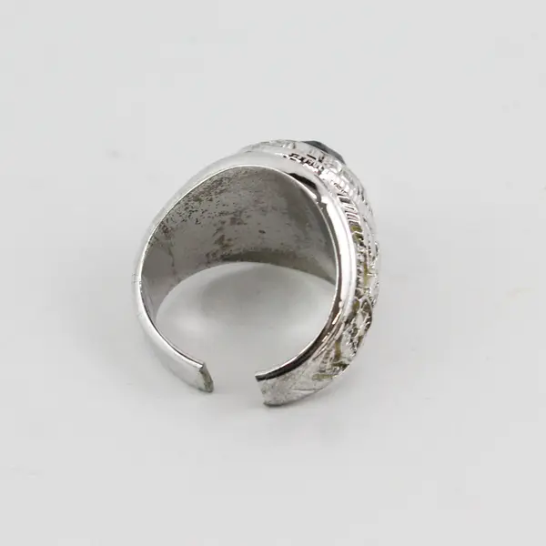 Silver Men's Sapphire Air Force Band Ring Size 8.75 Flawed