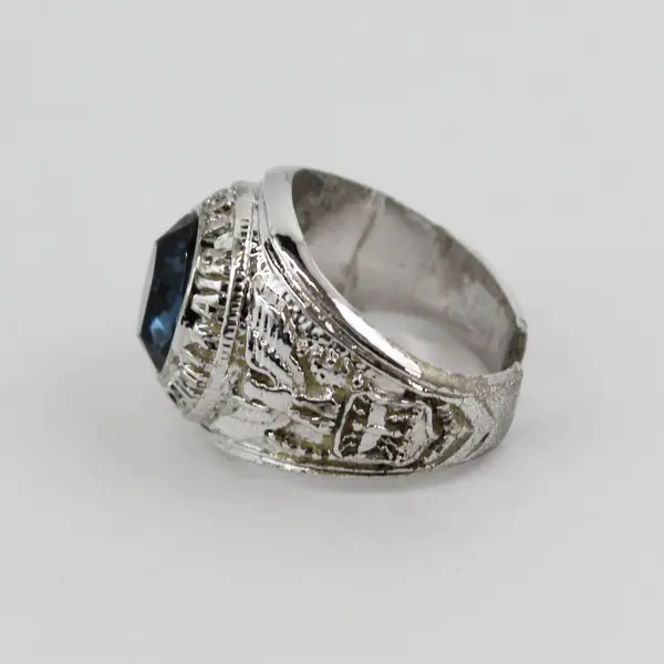  Silver Men's Sapphire Air Force Band Ring Size 8.75 Flawed