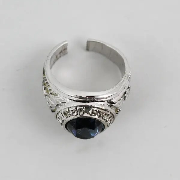  Silver Men's Sapphire Air Force Band Ring Size 8.75 Flawed