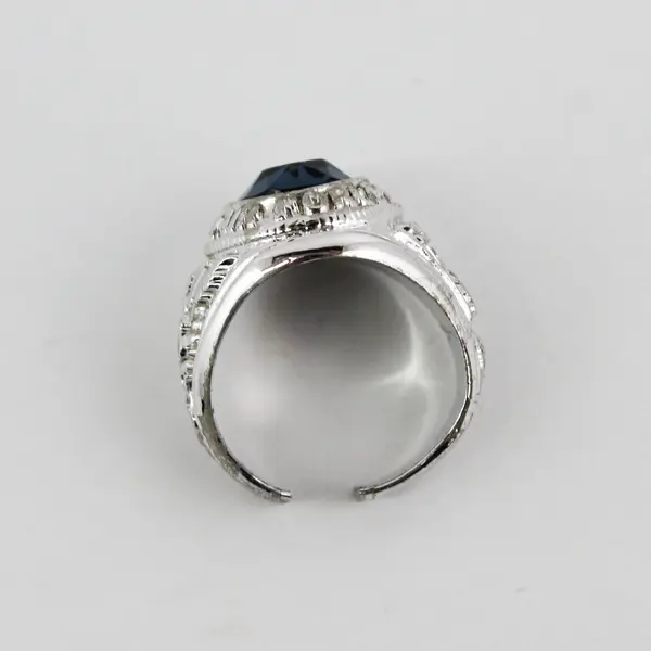  Silver Men's Sapphire Air Force Band Ring Size 8.75 Flawed