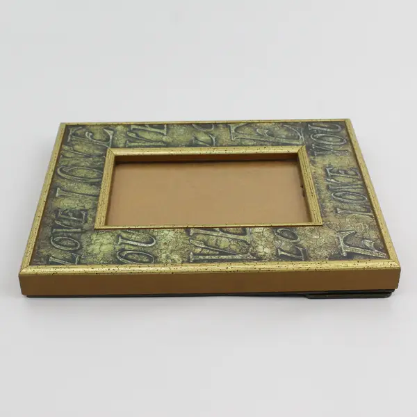 Resin Free-Standing Frame w/Love You Wording 5.8" x 3.8" Photo Gold Tone Border 