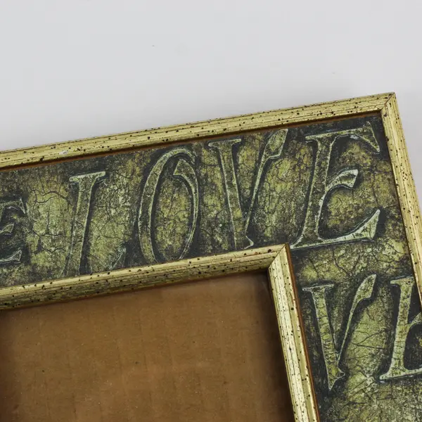 Resin Free-Standing Frame w/Love You Wording 5.8" x 3.8" Photo Gold Tone Border 