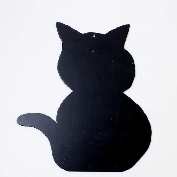 Black Metal Cat Silhouette Garden Decor Pest Deterrent Figurine 8.5in