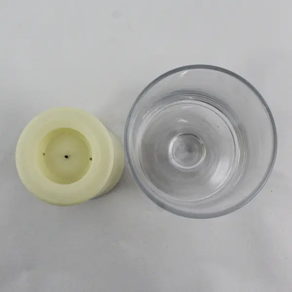 Clear Glass Hurricane Pillar Candle Holder 6" Tall With Battery Operated Candle