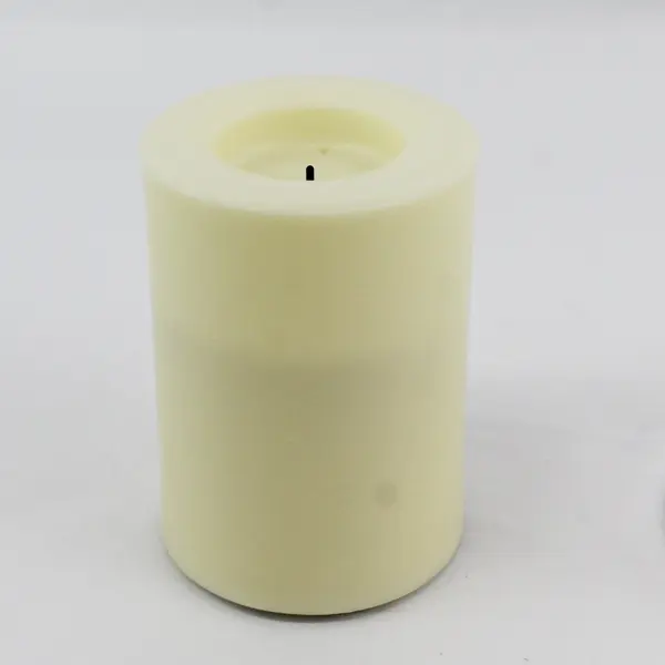 Clear Glass Hurricane Pillar Candle Holder 6" Tall With Battery Operated Candle