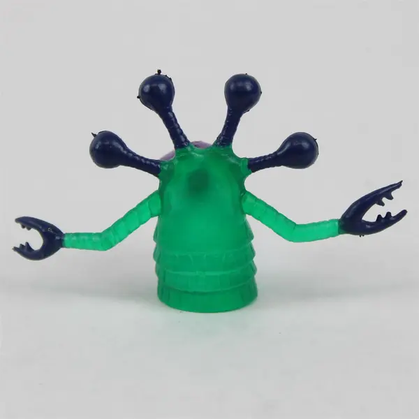 VTG 70's Archie McPhee Alien Finger Puppet 4 Eyes, Purple Mouth, and Claw Hands