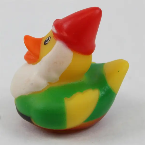 Gnome Rubber Ducky - Green Shirt w/Red Hat - 2.2" Tall