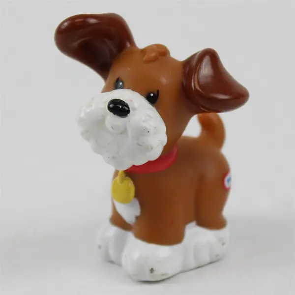 Little Tikes Stormy Chunky Dog Figure - Brown and White w/ Red Collar