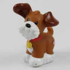 Little Tikes Stormy Chunky Dog Figure - Brown and White w/ Red Collar