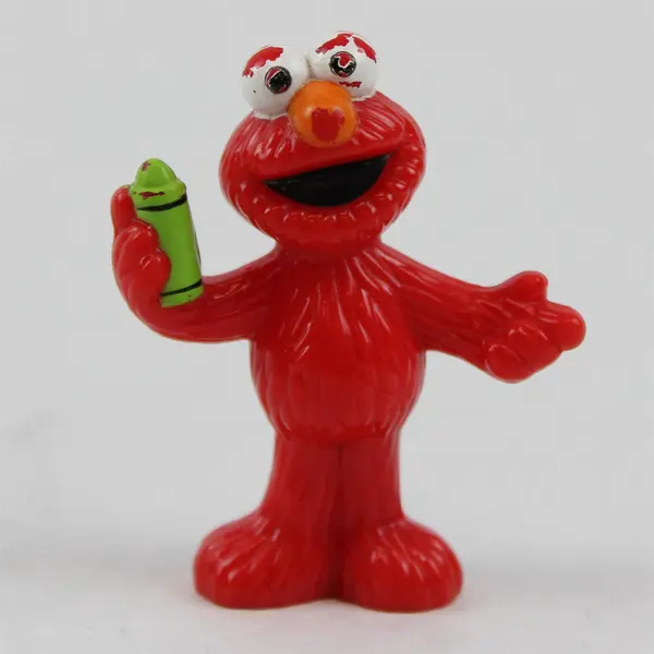 Sesame Street 2000 Elmo Holding Crayon Hard Plastic Toy Figurine
