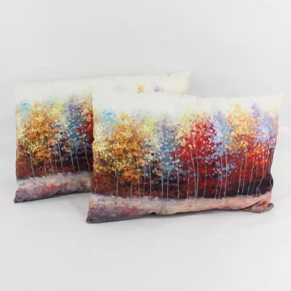 Lot Of 2 Unbranded Matching Pastel Tree Scene Rectangle Throw Pillow 16" x 13"