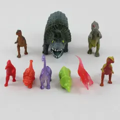 Lot of 9 Random Variety Plastic Dinosaur Figurines - Various Colors/Sizes/Types