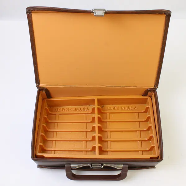 Brown Cassette Tape Storage Case - Holds 12 Tapes Organizer