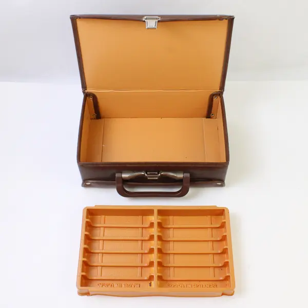 Brown Cassette Tape Storage Case - Holds 12 Tapes Organizer