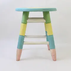Vintage Children's Wooden Time Out Stool Pastel Colors FLAWED