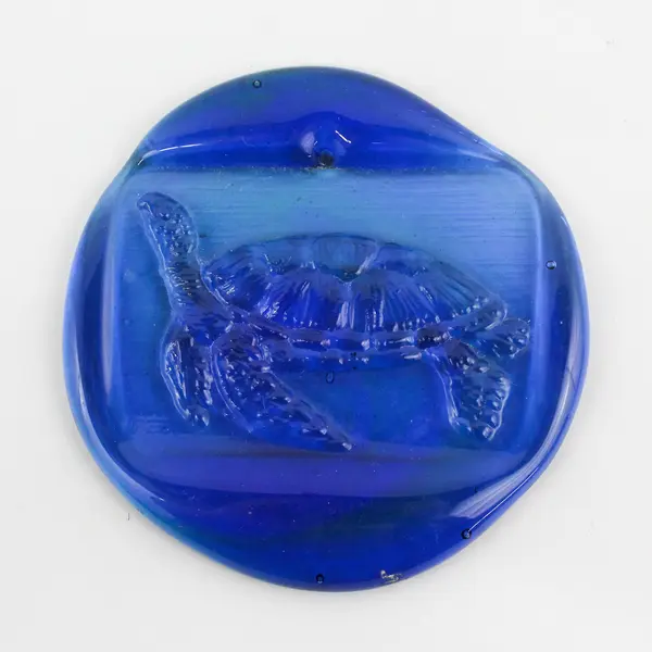 Cobalt Blue Pressed Glass Turtle  Hanging Suncatcher 4"