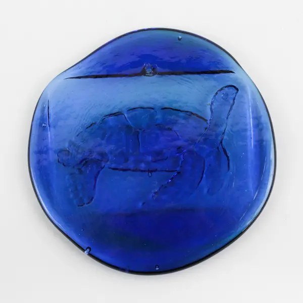 Cobalt Blue Pressed Glass Turtle  Hanging Suncatcher 4"