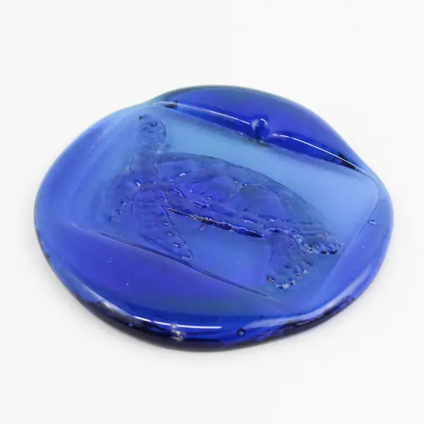 Cobalt Blue Pressed Glass Turtle  Hanging Suncatcher 4"