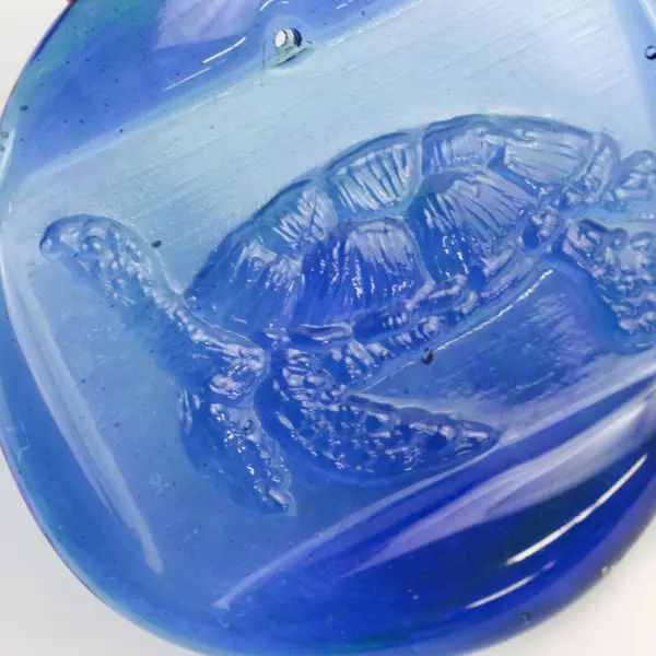 Cobalt Blue Pressed Glass Turtle  Hanging Suncatcher 4"