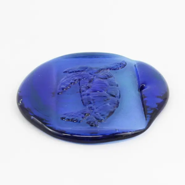 Cobalt Blue Pressed Glass Turtle  Hanging Suncatcher 4"