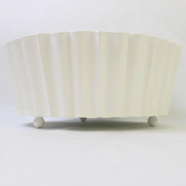 Ikea Yrsno White Ruffled Footed Decorative Bowl 10-1/2"