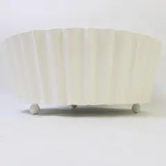 Ikea Yrsno White Ruffled Footed Decorative Bowl 10-1/2"
