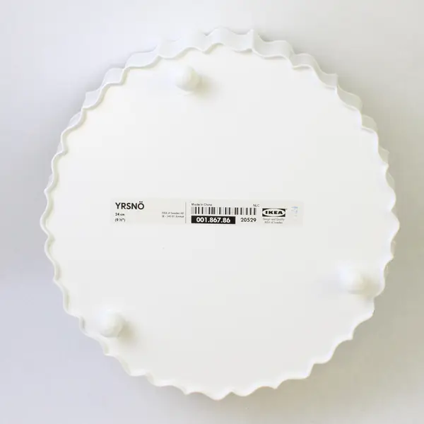 Ikea Yrsno White Ruffled Footed Decorative Bowl 10-1/2"