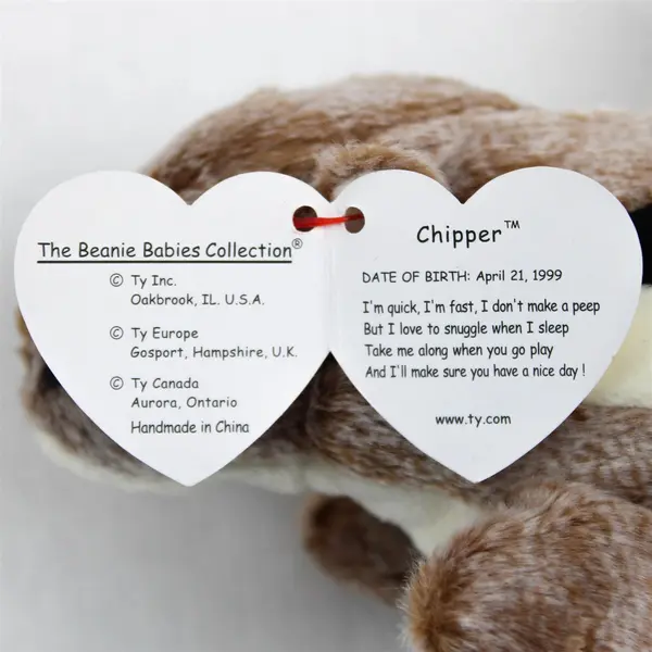 TY Beanie Baby Chipper Chipmunk 1999 7" Plush w/ Tag & Protector