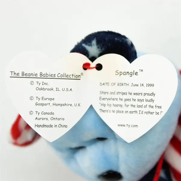 Ty Beanie Baby Spangle the Bear DOB June 14, 1999 Tag Protector