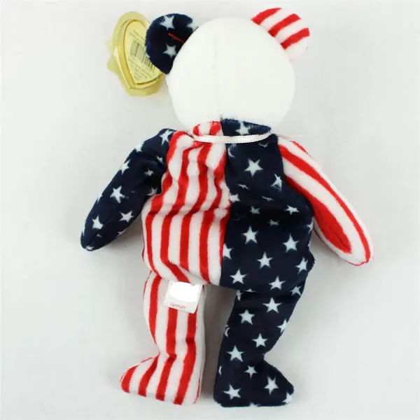 TY Beanie Babies Spangle 1999 Red/White/Blue Bear Plush With Tag Protector