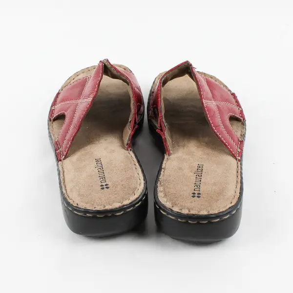 Naturalizer Cadell Red Pebbled Leather Wedge Slip On Sandal Women's 8