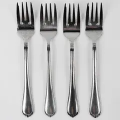 Lot of 4 Wallace Silver Alton Pattern 18/10 Stainless Salad Forks 7" Good