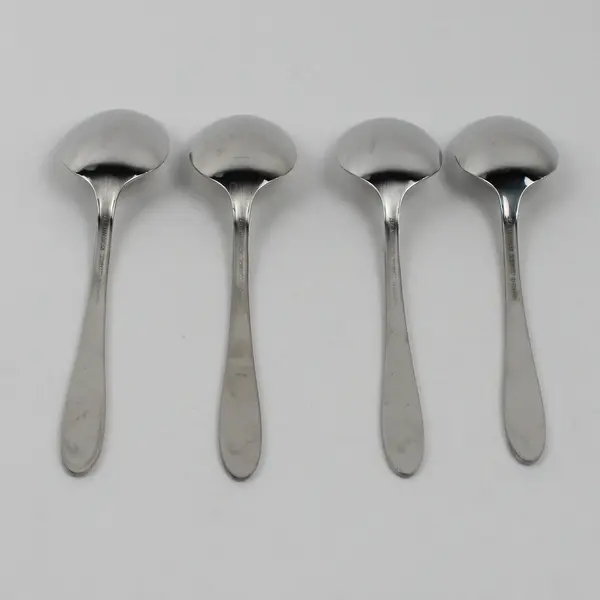 Lot of 4 Oneida Silver Glen Cove Pattern Stainless Oval Soup Spoons 6.25" Good