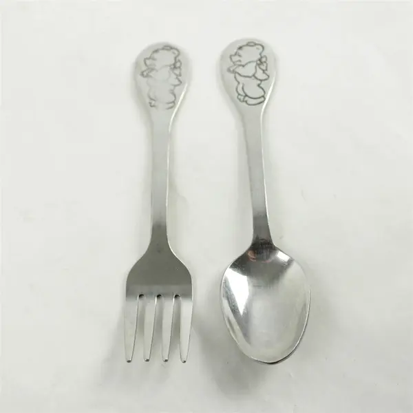Tommee Tippee Heart Bib Bear Fork & Spoon Set (Side Profile)