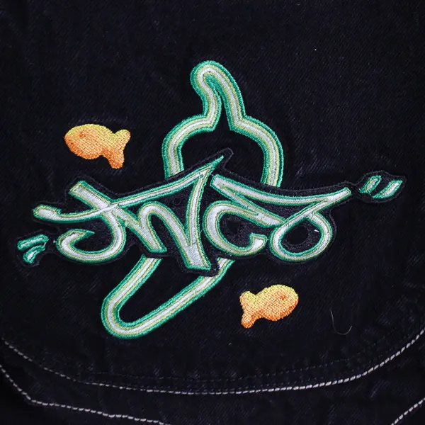 JNCO Men's 38Wx30L Jet Blk Goldfish/Jalapeno Jeans - Collectors Lim. Edition