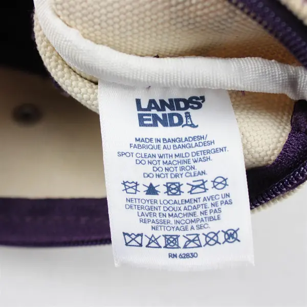 Lands End Purple and White Wild Animal Graphic Print Canvas Wristlet Pouch