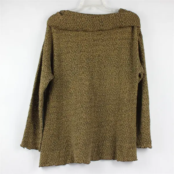 Fenini Women's M Green/Brown Knit Long Sleeve Turtleneck Shirt