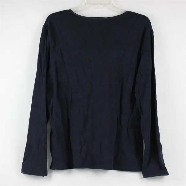 Worthington Stretch Women's L Navy Blue Abalone Shell Button Up Cardigan Sweater