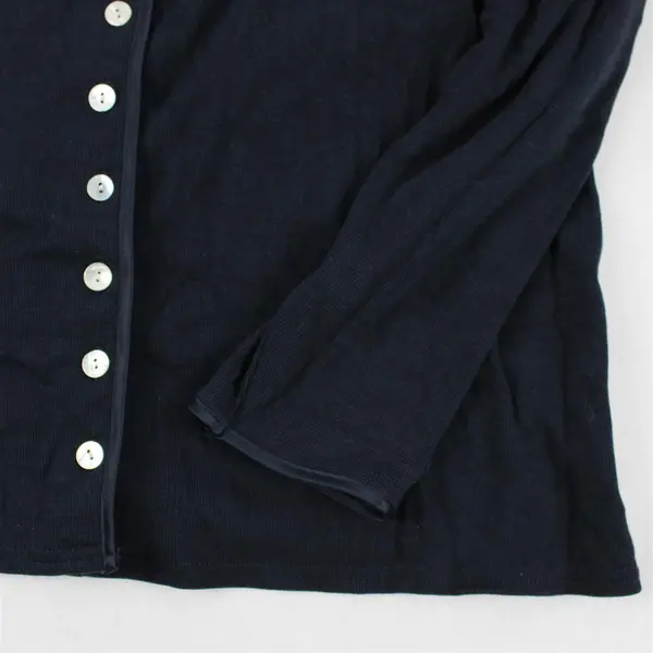Worthington Stretch Women's L Navy Blue Abalone Shell Button Up Cardigan Sweater