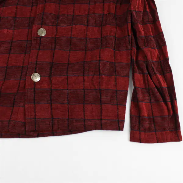 Chicos Design Women's 1 (M/8-10) Red/Black Checkered Button Up Long Sleeve Shirt